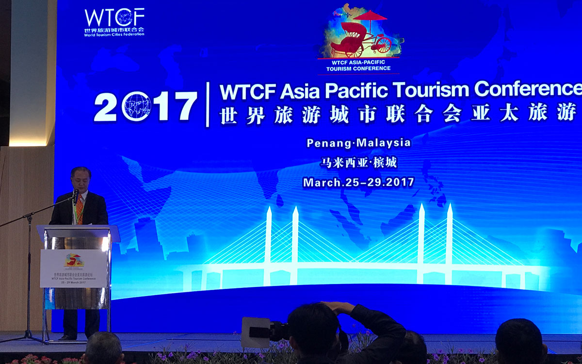 Mr. Danny Law, Committee Chairman of WTCF Asia-Pacific Tourism Conference, Delivering a Speech on the Opening Ceremony