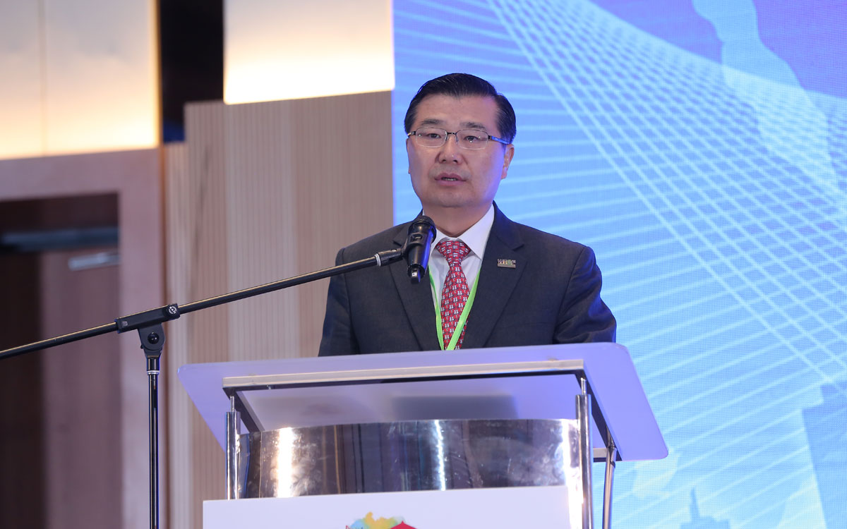 Mr. Gyoung-Gee Liu, Vice Chairman of WTCF and Vice Mayor for Administrative Affairs of Seoul Metropolitan City, Delivering a Speech During the Opening Ceremony