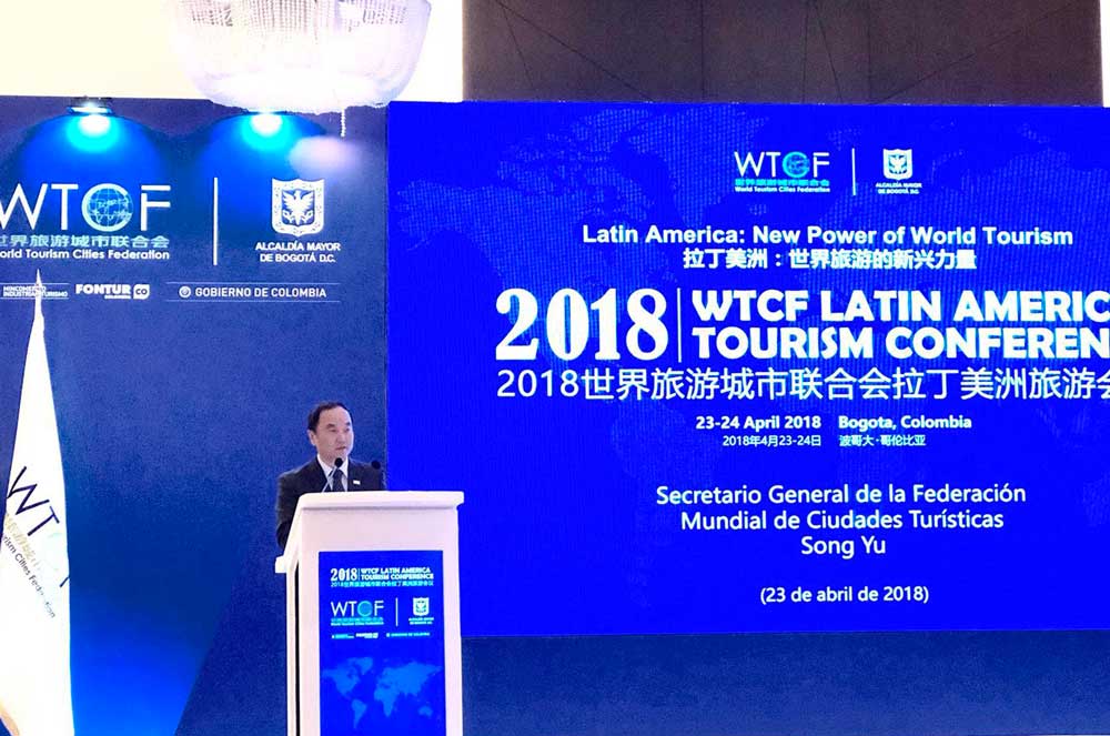 Song Yu, WTCF Secretary-General delivering a speech at the opening ceremony